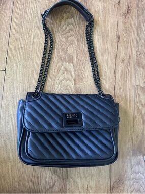 Badgley Mischka Black Quilted Shoulder Bag with Chain Strap